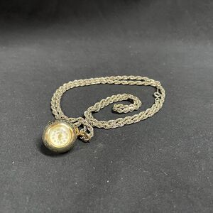 Sorna Womens Pendant Watch Manual Wind Swiss Gold Black Enamel Inlay